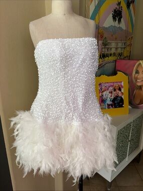 Fashion Nova Sequin/faux feather Dress